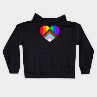 Progress Pride Heart LGBTQ  Gay Lesbian Trans Kids Hoodie